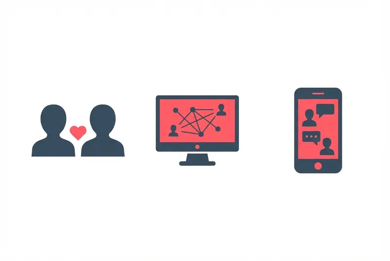 結婚相談所の3つのビジネスモデルを表すアイコンイラスト