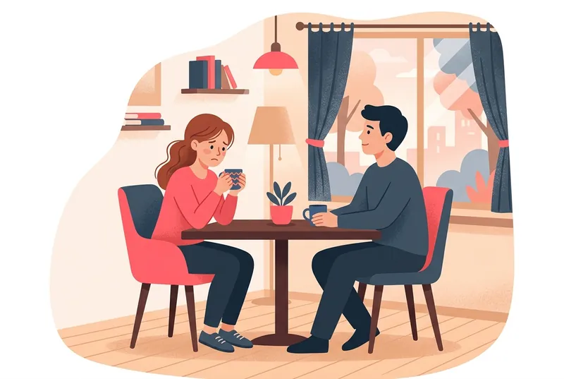 カフェで沈黙するカップル——片方は不安、もう片方は穏やか