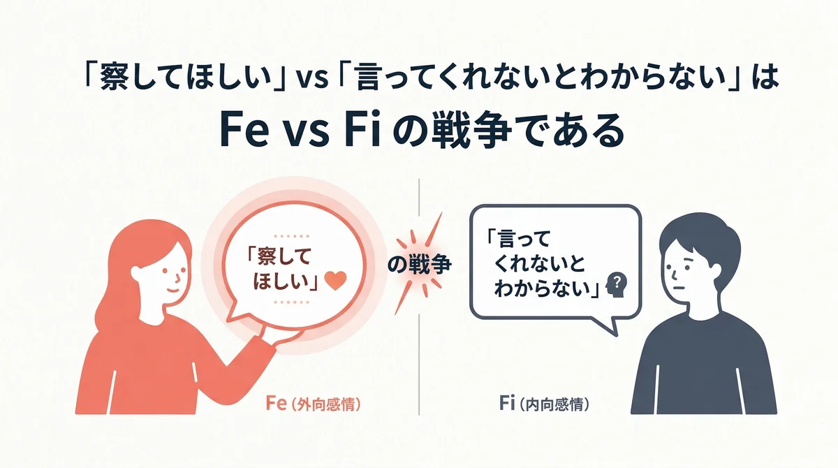 「察してほしい」vs「言ってくれないとわからない」はFe vs Fiの戦争である