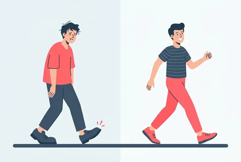 合わない靴と合う靴の比喩イラスト