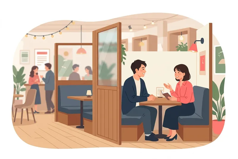 婚活パーティーの個室型1対1トークのイラスト