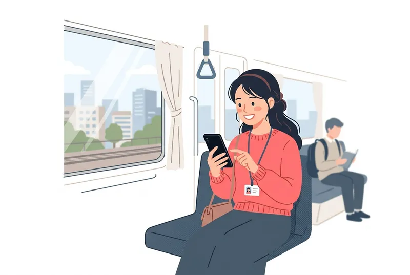 スマートフォンでオンライン結婚相談所を活用する人のイラスト